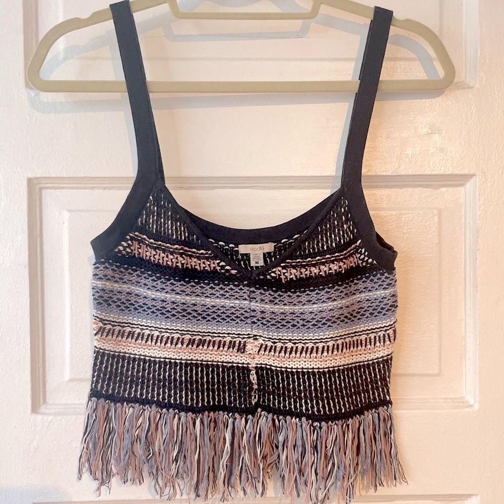 Ecote Knit Fringe Crop Top